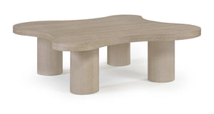 Meridian Furniture Cove Art Deco Sculptural Oak Veneer Coffee Table with Tiered Curves for Modern Living Rooms Natural 48" W x 48" D x 16" H 99000Natural-CT16