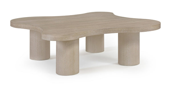 Meridian Furniture Cove Art Deco Sculptural Oak Veneer Coffee Table with Tiered Curves for Modern Living Rooms Natural 48" W x 48" D x 16" H 99000Natural-CT16
