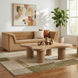 Meridian Furniture Cove Art Deco Sculptural Oak Veneer Coffee Table with Tiered Curves for Modern Living Rooms Natural 48" W x 48" D x 16" H 99000Natural-CT16