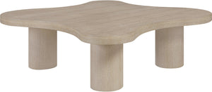 Meridian Furniture Cove Art Deco Sculptural Oak Veneer Coffee Table with Tiered Curves for Modern Living Rooms Natural 48" W x 48" D x 16" H 99000Natural-CT16