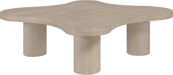 Meridian Furniture Cove Art Deco Sculptural Oak Veneer Coffee Table with Tiered Curves for Modern Living Rooms Natural 48" W x 48" D x 16" H 99000Natural-CT16