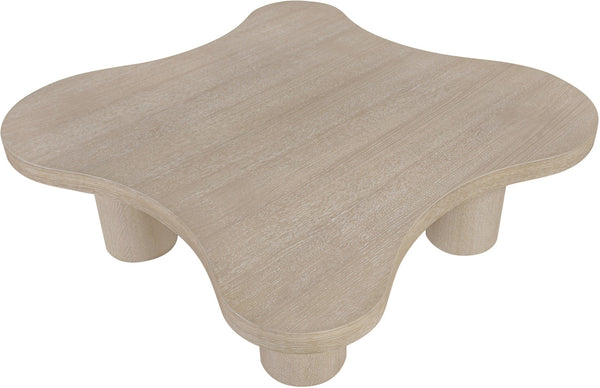 Meridian Furniture Cove Art Deco Sculptural Oak Veneer Coffee Table with Tiered Curves for Modern Living Rooms Natural 48" W x 48" D x 16" H 99000Natural-CT16