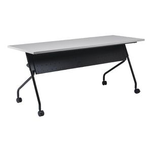 OSP Home Furnishings 6' 6 Foot Flip Top Nesting Training Table with Laminate Work Surface for Classrooms Grey Black 84226BG