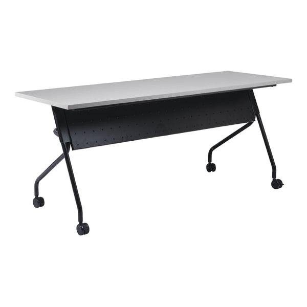 OSP Home Furnishings 6' 6 Foot Flip Top Nesting Training Table with Laminate Work Surface for Classrooms Grey Black 84226BG