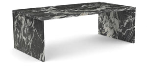 Meridian Furniture Vernazza Genuine Stone Rectangular Coffee Table Handcrafted Natural Veining for Living Rooms Black Genuine Marble 99004Black-CT