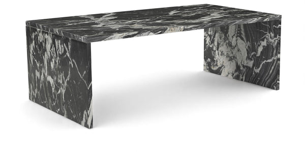 Meridian Furniture Vernazza Genuine Stone Rectangular Coffee Table Handcrafted Natural Veining for Living Rooms Black Genuine Marble 99004Black-CT