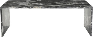 Meridian Furniture Vernazza Genuine Stone Rectangular Coffee Table Handcrafted Natural Veining for Living Rooms Black Genuine Marble 99004Black-CT
