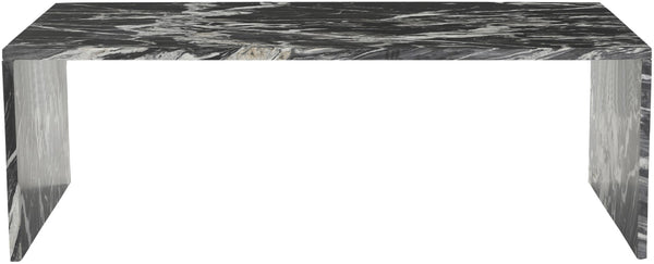 Meridian Furniture Vernazza Genuine Stone Rectangular Coffee Table Handcrafted Natural Veining for Living Rooms Black Genuine Marble 99004Black-CT