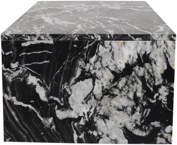 Meridian Furniture Vernazza Genuine Stone Rectangular Coffee Table Handcrafted Natural Veining for Living Rooms Black Genuine Marble 99004Black-CT