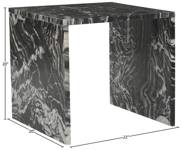 Meridian Furniture Vernazza Genuine Stone Side Table Handcrafted Sculptural Accent for Modern Living Spaces Black Genuine Marble 99004Black-ET