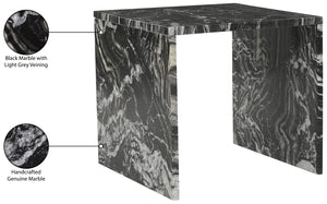 Meridian Furniture Vernazza Genuine Stone Side Table Handcrafted Sculptural Accent for Modern Living Spaces Black Genuine Marble 99004Black-ET