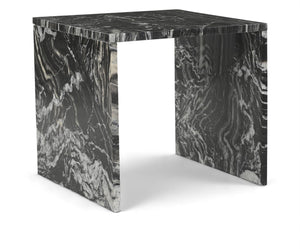 Meridian Furniture Vernazza Genuine Stone Side Table Handcrafted Sculptural Accent for Modern Living Spaces Black Genuine Marble 99004Black-ET