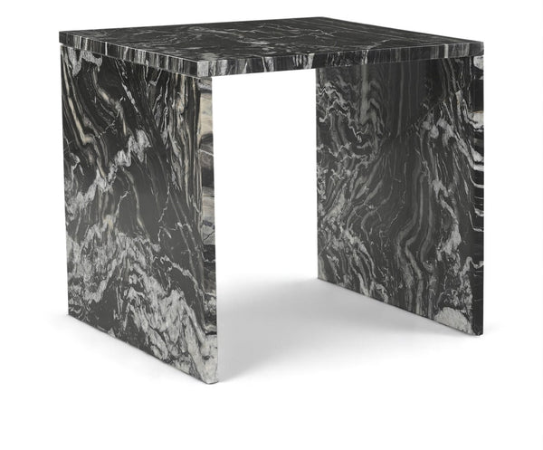 Meridian Furniture Vernazza Genuine Stone Side Table Handcrafted Sculptural Accent for Modern Living Spaces Black Genuine Marble 99004Black-ET