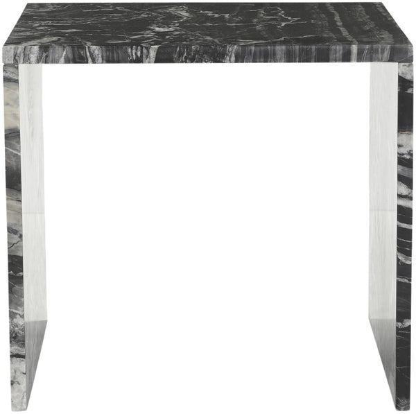Meridian Furniture Vernazza Genuine Stone Side Table Handcrafted Sculptural Accent for Modern Living Spaces Black Genuine Marble 99004Black-ET