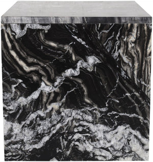 Meridian Furniture Vernazza Genuine Stone Side Table Handcrafted Sculptural Accent for Modern Living Spaces Black Genuine Marble 99004Black-ET