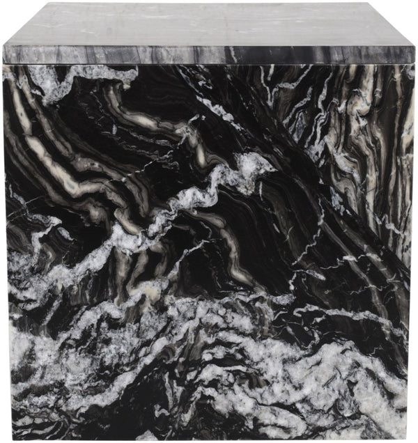 Meridian Furniture Vernazza Genuine Stone Side Table Handcrafted Sculptural Accent for Modern Living Spaces Black Genuine Marble 99004Black-ET