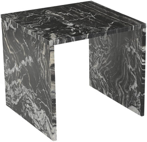 Meridian Furniture Vernazza Genuine Stone Side Table Handcrafted Sculptural Accent for Modern Living Spaces Black Genuine Marble 99004Black-ET