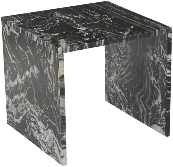 Meridian Furniture Vernazza Genuine Stone Side Table Handcrafted Sculptural Accent for Modern Living Spaces Black Genuine Marble 99004Black-ET