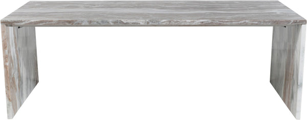 Meridian Furniture Vernazza Genuine Stone Rectangular Coffee Table Handcrafted Natural Veining for Living Rooms Brown Genuine Marble 99004Brown-CT