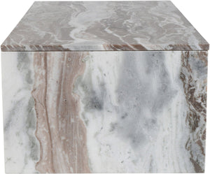 Meridian Furniture Vernazza Genuine Stone Rectangular Coffee Table Handcrafted Natural Veining for Living Rooms Brown Genuine Marble 99004Brown-CT