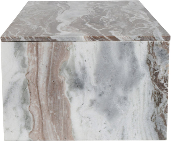 Meridian Furniture Vernazza Genuine Stone Rectangular Coffee Table Handcrafted Natural Veining for Living Rooms Brown Genuine Marble 99004Brown-CT