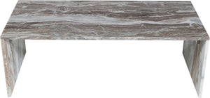 Meridian Furniture Vernazza Genuine Stone Rectangular Coffee Table Handcrafted Natural Veining for Living Rooms Brown Genuine Marble 99004Brown-CT