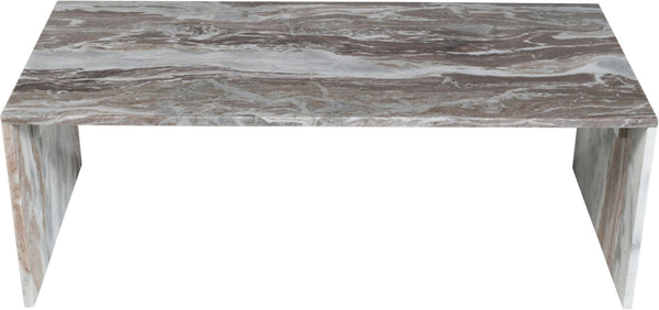 Meridian Furniture Vernazza Genuine Stone Rectangular Coffee Table Handcrafted Natural Veining for Living Rooms Brown Genuine Marble 99004Brown-CT