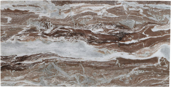 Meridian Furniture Vernazza Genuine Stone Rectangular Coffee Table Handcrafted Natural Veining for Living Rooms Brown Genuine Marble 99004Brown-CT