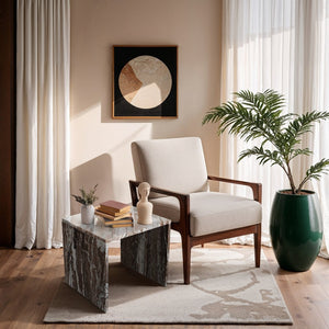 Meridian Furniture Vernazza Genuine Stone Side Table Handcrafted Sculptural Accent for Modern Living Spaces Brown Genuine Marble 99004Brown-ET