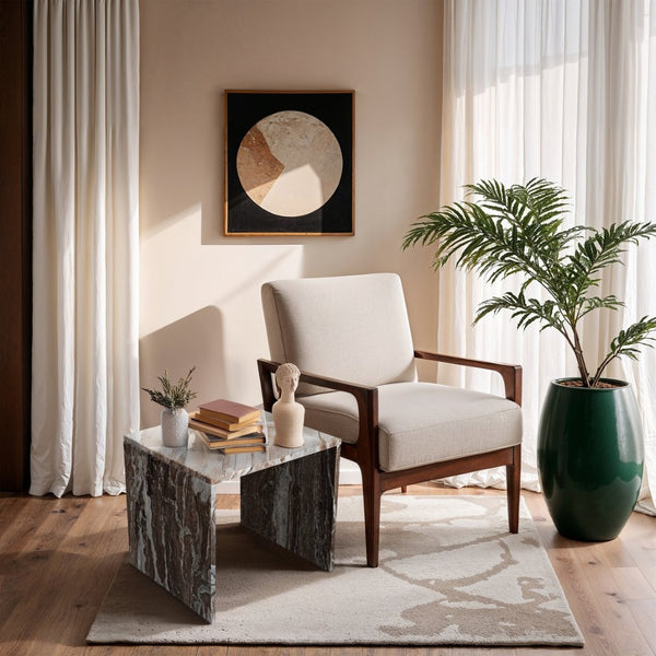 Meridian Furniture Vernazza Genuine Stone Side Table Handcrafted Sculptural Accent for Modern Living Spaces Brown Genuine Marble 99004Brown-ET