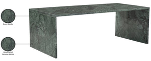 Meridian Furniture Vernazza Genuine Stone Rectangular Coffee Table Handcrafted Natural Veining for Living Rooms Green Genuine Marble 99004Green-CT