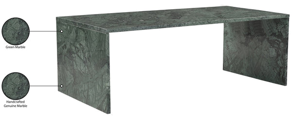 Meridian Furniture Vernazza Genuine Stone Rectangular Coffee Table Handcrafted Natural Veining for Living Rooms Green Genuine Marble 99004Green-CT