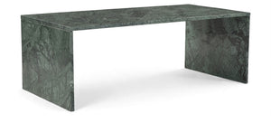 Meridian Furniture Vernazza Genuine Stone Rectangular Coffee Table Handcrafted Natural Veining for Living Rooms Green Genuine Marble 99004Green-CT