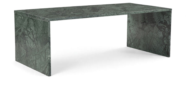 Meridian Furniture Vernazza Genuine Stone Rectangular Coffee Table Handcrafted Natural Veining for Living Rooms Green Genuine Marble 99004Green-CT