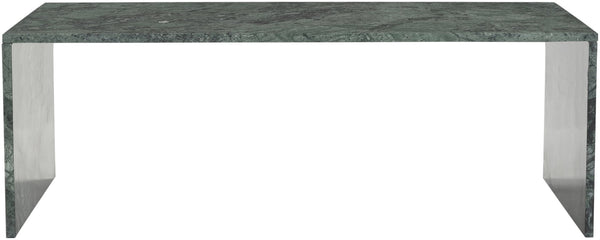 Meridian Furniture Vernazza Genuine Stone Rectangular Coffee Table Handcrafted Natural Veining for Living Rooms Green Genuine Marble 99004Green-CT