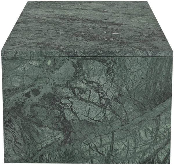 Meridian Furniture Vernazza Genuine Stone Rectangular Coffee Table Handcrafted Natural Veining for Living Rooms Green Genuine Marble 99004Green-CT