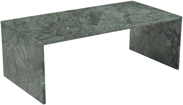 Meridian Furniture Vernazza Genuine Stone Rectangular Coffee Table Handcrafted Natural Veining for Living Rooms Green Genuine Marble 99004Green-CT