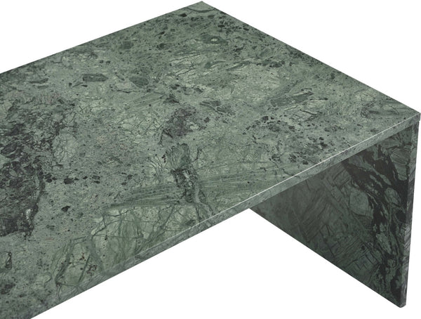 Meridian Furniture Vernazza Genuine Stone Rectangular Coffee Table Handcrafted Natural Veining for Living Rooms Green Genuine Marble 99004Green-CT