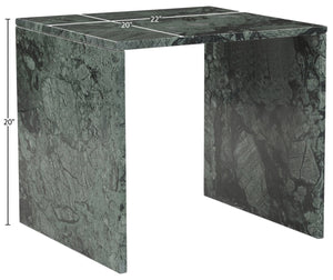 Meridian Furniture Vernazza Genuine Stone Side Table Handcrafted Sculptural Accent for Modern Living Spaces Green Genuine Marble 99004Green-ET