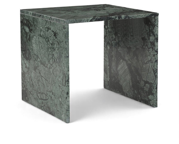 Meridian Furniture Vernazza Genuine Stone Side Table Handcrafted Sculptural Accent for Modern Living Spaces Green Genuine Marble 99004Green-ET