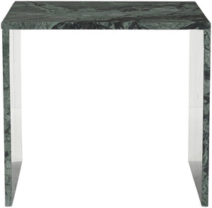 Meridian Furniture Vernazza Genuine Stone Side Table Handcrafted Sculptural Accent for Modern Living Spaces Green Genuine Marble 99004Green-ET