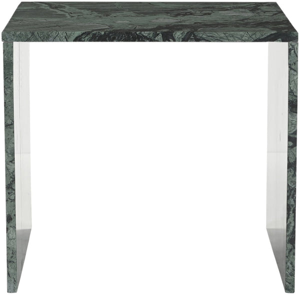 Meridian Furniture Vernazza Genuine Stone Side Table Handcrafted Sculptural Accent for Modern Living Spaces Green Genuine Marble 99004Green-ET
