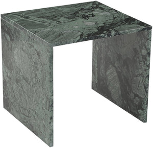 Meridian Furniture Vernazza Genuine Stone Side Table Handcrafted Sculptural Accent for Modern Living Spaces Green Genuine Marble 99004Green-ET