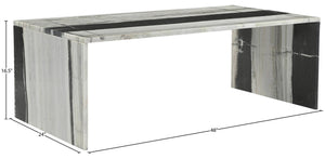 Meridian Furniture Vernazza Genuine Stone Rectangular Coffee Table Handcrafted Natural Veining for Living Rooms Panda Genuine Marble 99004Panda-CT