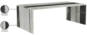 Meridian Furniture Vernazza Genuine Stone Rectangular Coffee Table Handcrafted Natural Veining for Living Rooms Panda Genuine Marble 99004Panda-CT
