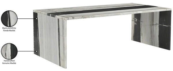 Meridian Furniture Vernazza Genuine Stone Rectangular Coffee Table Handcrafted Natural Veining for Living Rooms Panda Genuine Marble 99004Panda-CT