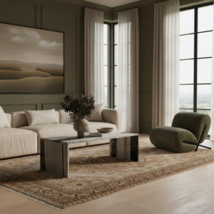 Meridian Furniture Vernazza Genuine Stone Rectangular Coffee Table Handcrafted Natural Veining for Living Rooms Panda Genuine Marble 99004Panda-CT