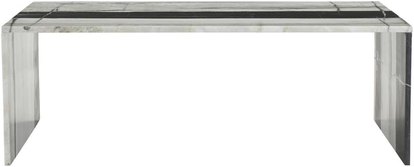 Meridian Furniture Vernazza Genuine Stone Rectangular Coffee Table Handcrafted Natural Veining for Living Rooms Panda Genuine Marble 99004Panda-CT