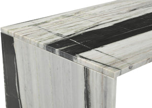 Meridian Furniture Vernazza Genuine Stone Rectangular Coffee Table Handcrafted Natural Veining for Living Rooms Panda Genuine Marble 99004Panda-CT