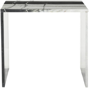 Meridian Furniture Vernazza Genuine Stone Side Table Handcrafted Sculptural Accent for Modern Living Spaces Panda Genuine Marble 99004Panda-ET